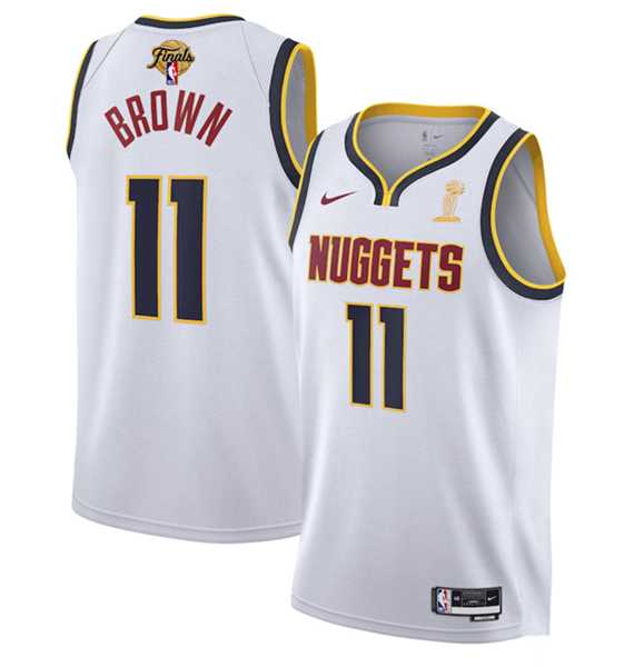 Mens Denver Nuggets #11 Bruce Brown White 2023 Finals Association Edition Stitched Basketball Jersey->denver nuggets->NBA Jersey